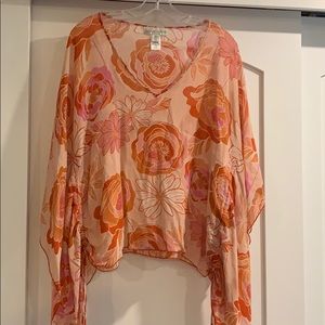 Casual Corner sheer floral blouse